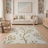 Delicate Beige Wildflower Floral Rug