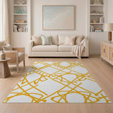 Bold Orange Geometric Line Area Rug