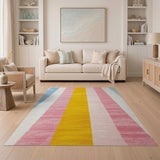 Vibrant Multi-Color Vertical Stripe Area Rug