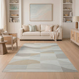 Abstract Geometric Wave Rug in Beige Neutrals