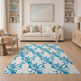 Elegant Blue Floral Swirl Area Rug
