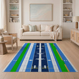 Airport Runway Geometric Area Rug