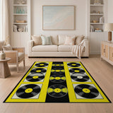 Vinyl Records Yellow Black Geometric Area Rug