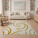 Gold and Silver Abstract Area Golden Swirl Abstract Area Rug
