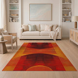 Fiery Red Geometric Abstract Area Rug