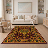 Traditional Persian Floral Red Floral Medallion Persian Area Rug