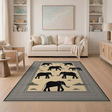 Tribal Elephant Silhouette Area Rug