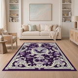 Purple Ornate Floral Bat Area Rug
