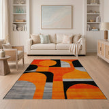 Geometric Modern Bold Orange Geometric Abstract Area Rug