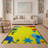 Playful Cartoon Elephants Kids Area Rug