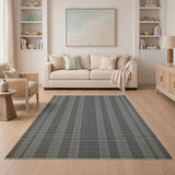 Black White Vertical Stripe Woven Rug