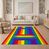 Rainbow Striped Geometric Area Rug