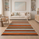 Bold Orange Brown Striped Area Rug