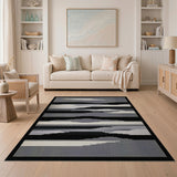 Geometric Modern Black and White Abstract Black White Geometric Area Rug