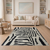 Black and White Black White Zebra Stripe Area Rug