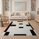 Black White Geometric Block Geometric Modern Area Rug