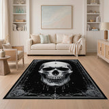 Black and White Ornate Gothic Skull Area Rug