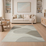 Abstract Area Beige and Neutral Beige Abstract Organic Shapes Area Rug