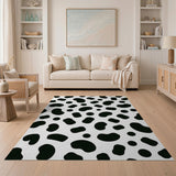 Black White Cow Print Spotted Area Rug