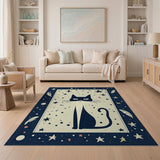 Starry Black Cat Area Rug