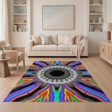Vibrant Multi-Color Sunburst Geometric Area Rug