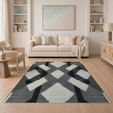 Geometric Modern Black White Geometric Zigzag Area Rug