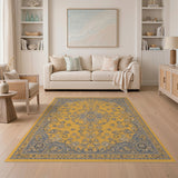 Floral Vintage Yellow Floral Medallion Area Rug