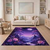 Purple Sakura Moonlit Fantasy Forest Rug