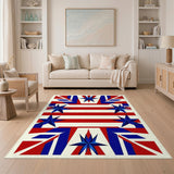 Patriotic Blue Star Striped Area Rug
