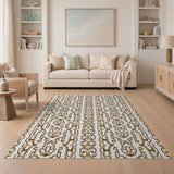 Ornate Bronze Scrollwork Area Rug