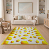 Vibrant Yellow Oval Texture Area Rug