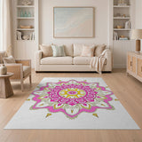Pink Yellow Mandala Area Rug