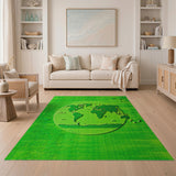 Green World Globe Area Rug