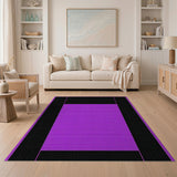 Bold Purple Area Rug with Black Geometric Frame