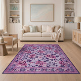 Floral Vintage Purple Peony Floral Vintage Area Rug