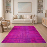 Geometric Modern Vibrant Pink Geometric Grid Area Rug