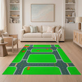 Green Kids City Roads Play Area Rug