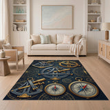 Vintage Celestial Sextant Compass Area Rug