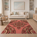 Ornate Pink Mandala Traditional Persian Area Rug