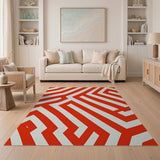 Geometric Modern Red Bold Red Geometric Maze Area Rug