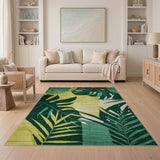Lush Green Monstera Leaf Abstract Area Rug