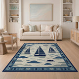 Nautical Sailboats Coastal Area Rug