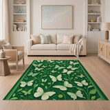 Lush Green Butterfly Garden Area Rug