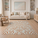 Burnt Orange Geometric Maze Area Rug