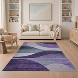 Modern Purple Wavy Geometric Area Rug