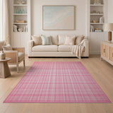 Pink Pink White Gingham Check Area Rug