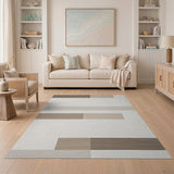 Brown and Tan Modern Brown Tan Striped Geometric Rug