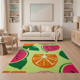 Vibrant Watermelon Orange Fruit Pattern Area Rug