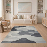 Geometric Grey Mountain Peaks Area Rug