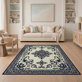 Ornate Black White Persian Medallion No. 27 Rug